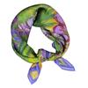 Green oil painting iris silk scarf new mulberry silk flower small square scarf high-end decorative scarf temperament shawl