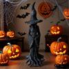 Creative Resin Halloween Witch Ornaments Retro Spooky Halloween Decorations Hand-Painted Gothic Witch Statue Desktop Ornament