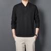 Men's V-neck Self-heating Long Sleeve German Velvet Shirt - Warm, Solid Color Autumn/Winter 2021