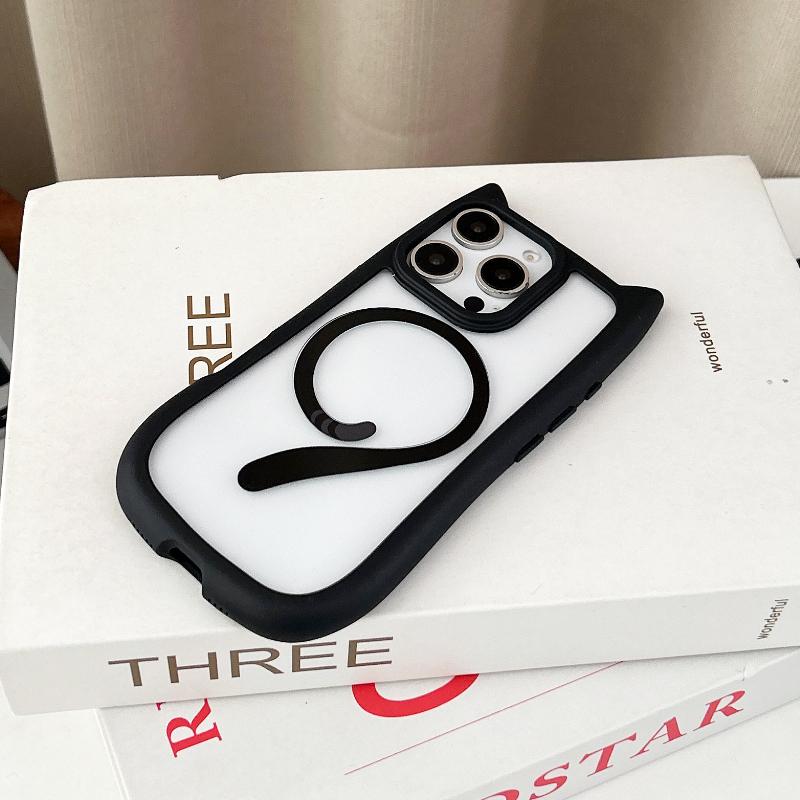 3D Cat Ear Magnetic Charging Case for IPhone 17 16 15 14 13 12 11 Pro Max 16 Plus 13 MiNi 17Air Transparent PC TPU Armor Cover