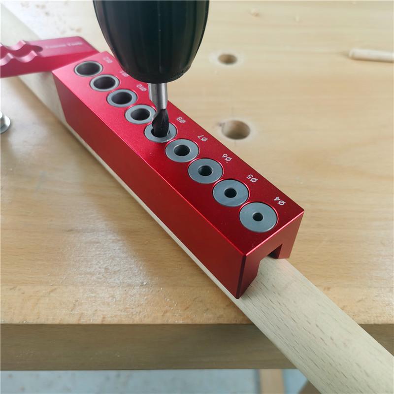 4-12mm Vertical Pocket Hole Jig 9-hole Self Centering Dowel Drill Guide Woodworking Positioner Locator Tool