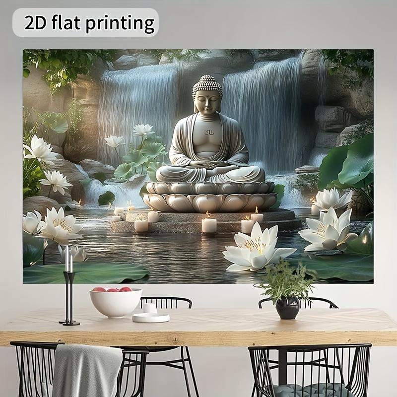 VIKAMA Zen Waterfall Buddha Tapestry Yoga Meditation Living Room Sofa Background Wall Atmosphere Decorative Tapestry