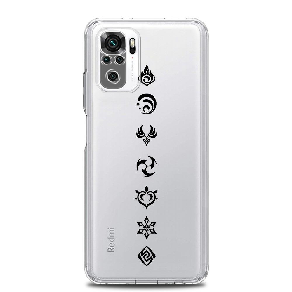 Süße Genshin Impact Logo Handyhülle für Xiaomi Redmi Note 11 9S 9 8 10 Pro 7 8T 9C 9A 8A K40 Pro 11T 5G Silikon Clear Cover