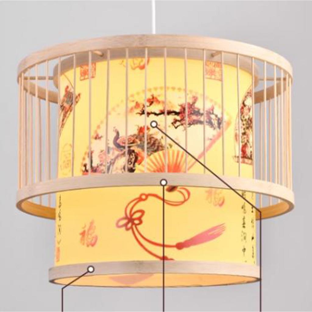 Chinese Style Bamboo Chandelier Patterned Bamboo Art Pendant Lamp Shade Antique Hanging Light with