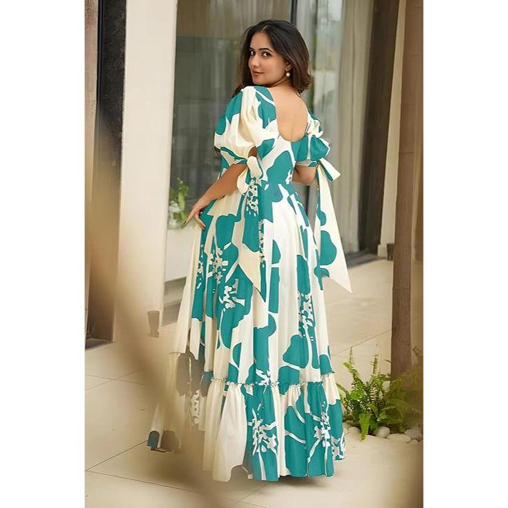 Rochie Maxi din Raion cu Imprimeu Floral pentru Femei|Rochie Dintr-o Bucată pentru Femei|Rochie Western|Rochie Evazată pentru Femei|Rochie Lungă până la Glezne