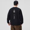 Men Black Printed Round Neck Long Sleeve Loose Casual Cotton T Shirt