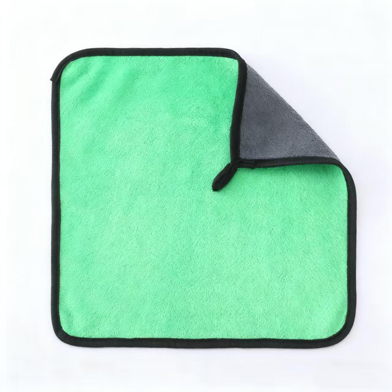 

Double-Sided Thickened Microfiber Car Wash Towel – Coral Fleece Cloth for Car Interior & Kitchen Cleaning 25x25cm (300g) зелёный