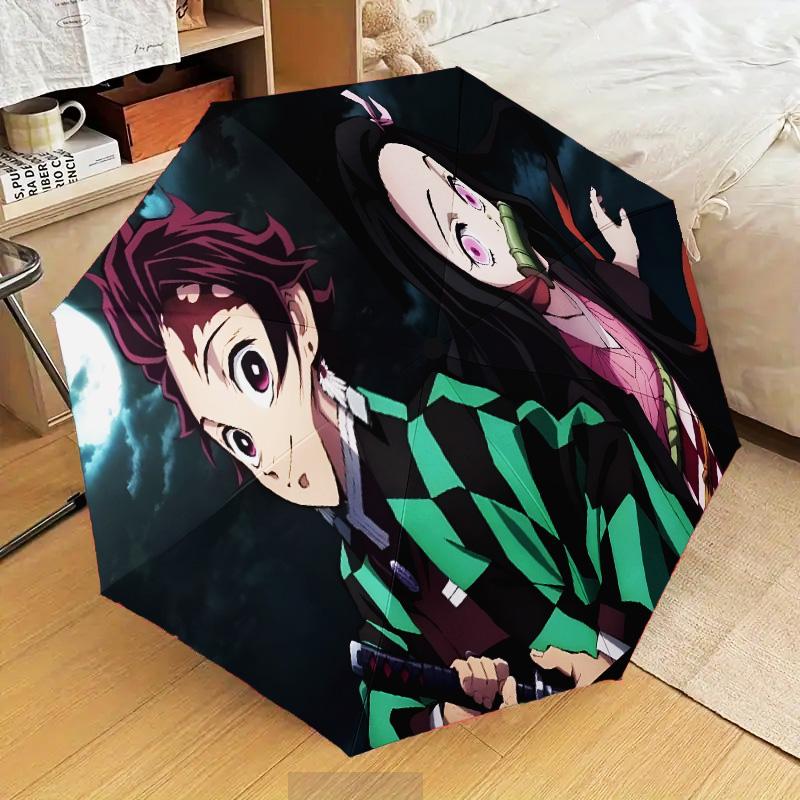 Powerful Demon Anime Automatic Folding Umbrella - 8-Rib Travel Umbrella with Auto Open/Close & Portable Gifts for holidays or birthdays