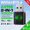 AX900 USB WiFi 6 Bluetooth 5.4 Adaptör 2'si 1 Arada Dongle Çift Bant 2.4G&5GHz Ağ Kablosuz Alıcı SÜRÜCÜ GEREKTİRMEZ Windows 10/11 İçin