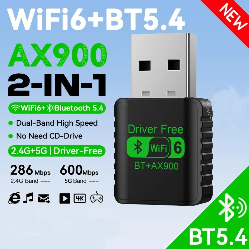 AX900 USB WiFi 6 Bluetooth 5.4 Adapter 2in1 Dongle Dual Band 2.4G&5GHz Network Wireless Receiver DRIVER FREE For Windows 10/11