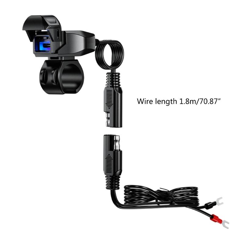 Motorcycle Type-C Port SAE To USB-C Adapter DC9-24V Fast-Charging Adapter Power Outlet for Cellphone Tablets
