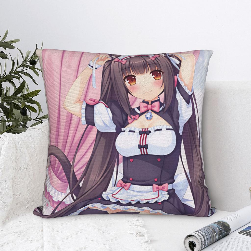 NEKOPARA Pillow Case Vintage Pillow Cover Soft Custom DIY Cushion Cover Pillowcases For Sofa Car Home Decor