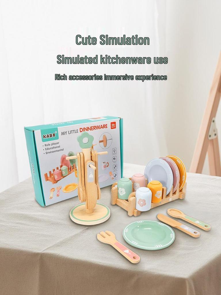 Educational Wooden Play Kitchen Set for Kids: Role-Playing Tableware Toys