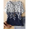 Fashion Floral Print T-Shirt for Women Oversize Short Sleeve Vintage T-Shirt Casual Short Sleeve Tops Clothes Woman Clothing