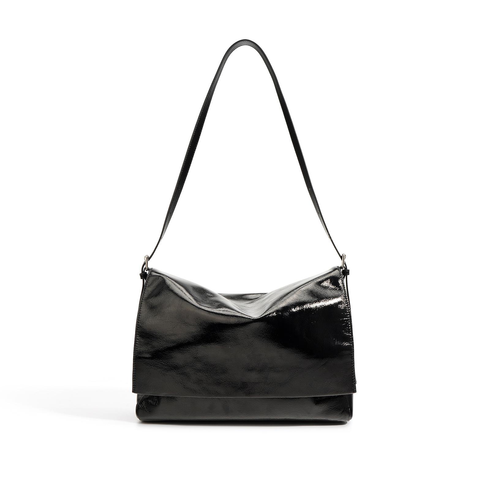 

Нишевый дизайн, Ретро маленькая квадратная сумка, Матовая кожа с эффектом масляной восковой пропитки, Одноплечевая сумка кроссбоди, Простая и вместительная сумка-тоут чёрный