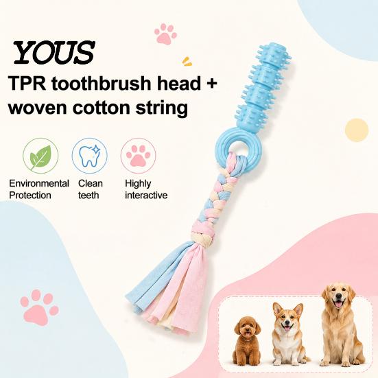 Interactive Tug Toys for Dogs Spiky Dog Chew Toy with Cotton Rope, Pet Molar Stick Toy, Safe Home Use Small Medium Teeth Cleaning Stress Relief