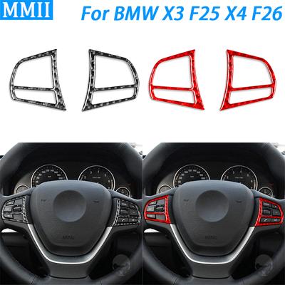 Para BMW X3 F25 2011-2017 X4 F26 14-17 Panel de Botones del Volante de Fibra de Carbono Tiras Decorativas Decoración Interior del Coche