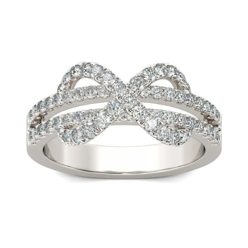 

A high-end and elegant Zircon-encrusted spiral ring with interlaced lines, a niche design for women s rings 10