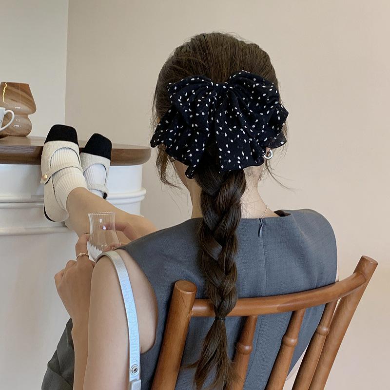 

Polka Dot Bow Spring Clip Hairpin for Women