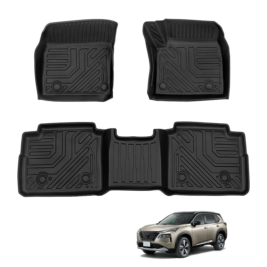 New T33 Floor 3D TPE Easy 3D Custom Interior Protective Set T33 Series Floor X-TRAIL Mats, Vehicle-Specific Design, Material, Non-Slip,