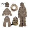5Pcs/Set Ghillie Suit with Jacket Pants Hood Garland Carry Bag 3D Camouflage Hunting Apparel Youth Adults Woodland Clothes