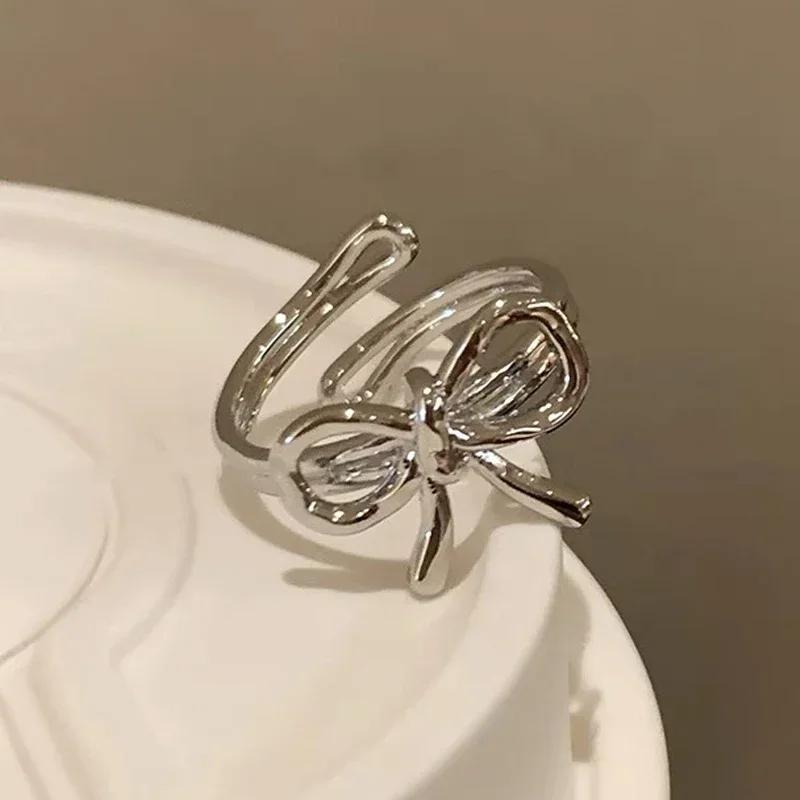 Bowknot Rings Adjustable Opening Rings For Women Girls Finger Circles Index Finger Jewelry Accessories Couple Ring