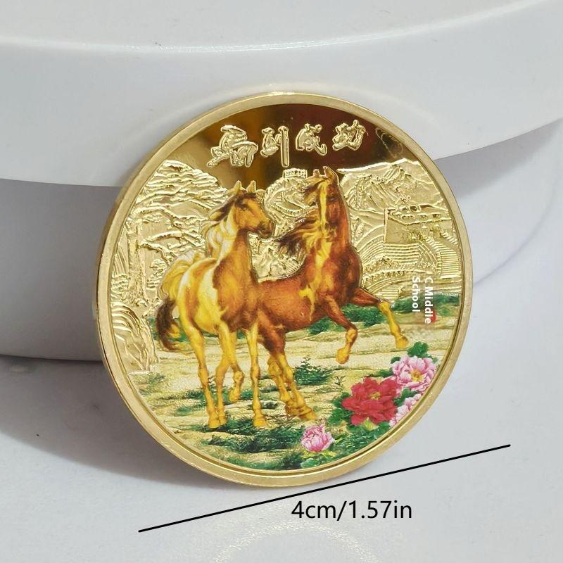 2026 Hästens År Minnesmynt Zodiakhäst Guld- och Silvermynt 2026 Års Souvenir 40 mm Lyckobringande Djur Häst