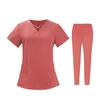 2 stk/sett Unisex sykehusuniformsett V-hals kortermede lommer Topper Elastiske midjebuksesett Hurtigtørkende sykehus tannpleie scrubs uniformer
