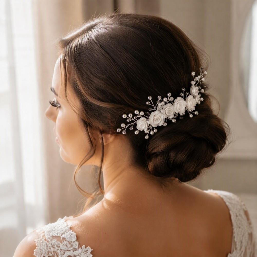 Fashion Pearl Hair Comb Vintage Flower Hair Comb Bridal Hair Accessories Engagement Party
