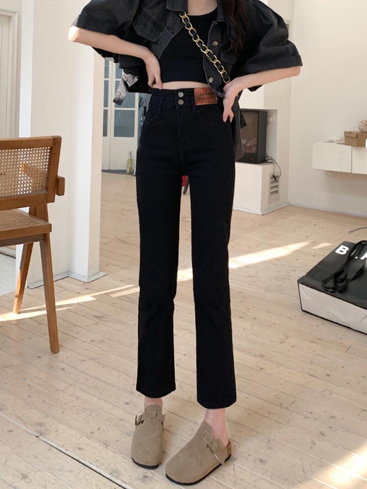 

Джинсы с высокой посадкой, черные, облегающие, прямого кроя, для миниатюрных Small чёрный