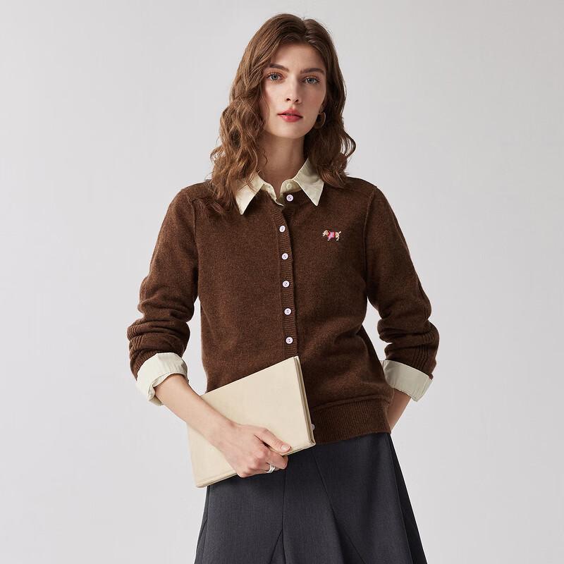 Zhaojun Women's 100% Cashmere Melange Knit Cardigan