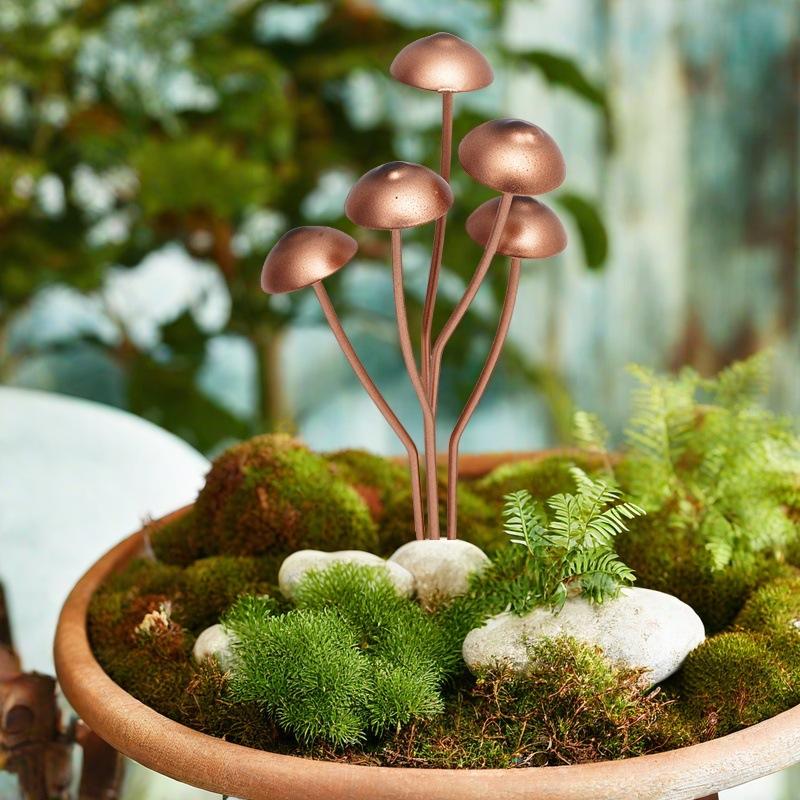 1/2/3Pcs Mushroom-Shaped Metal Garden Stake – Decorative Outdoor Ornament for Courtyard and Potted Plant Displays