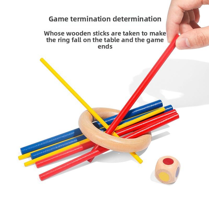משחק אינטראקטיבי מעץ צבעוני 'הוצאת המקלות המאוזנים' צעצוע פאזל לילדים לגילאי 3 עד 6 אינטראקציה הורה-ילד