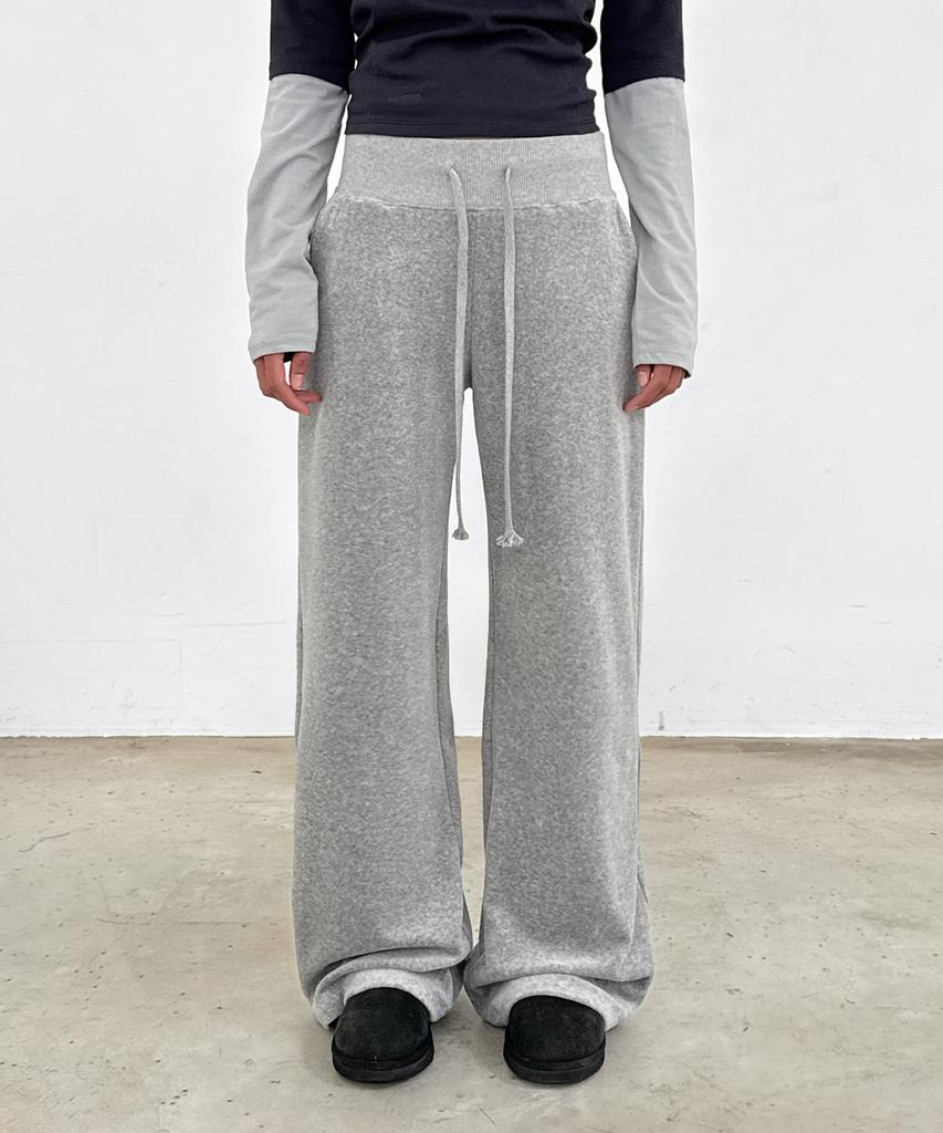 SANDRIC Velvet Track Pants_Melange Gray
