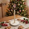 Wooden Paper Towel Dispenser Christmas Holder, 2D Roll with Snowman Kitchen Holiday Ornament Santa Patterns, Decorative Tissue Stand for Dining Table
