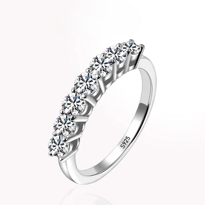 Moissnaite Ring for Women S925 Sterling Silver Wedding Sparkling Certificated Lab Diamond Finger Rings Jewelry