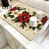 Non Slip Hot Pot Trivet Floral Dish Drying Mat, Absorbent Diatomaceous Earth Anti Scalding Easy Clean Kitchen Accessories Countertop Protector,