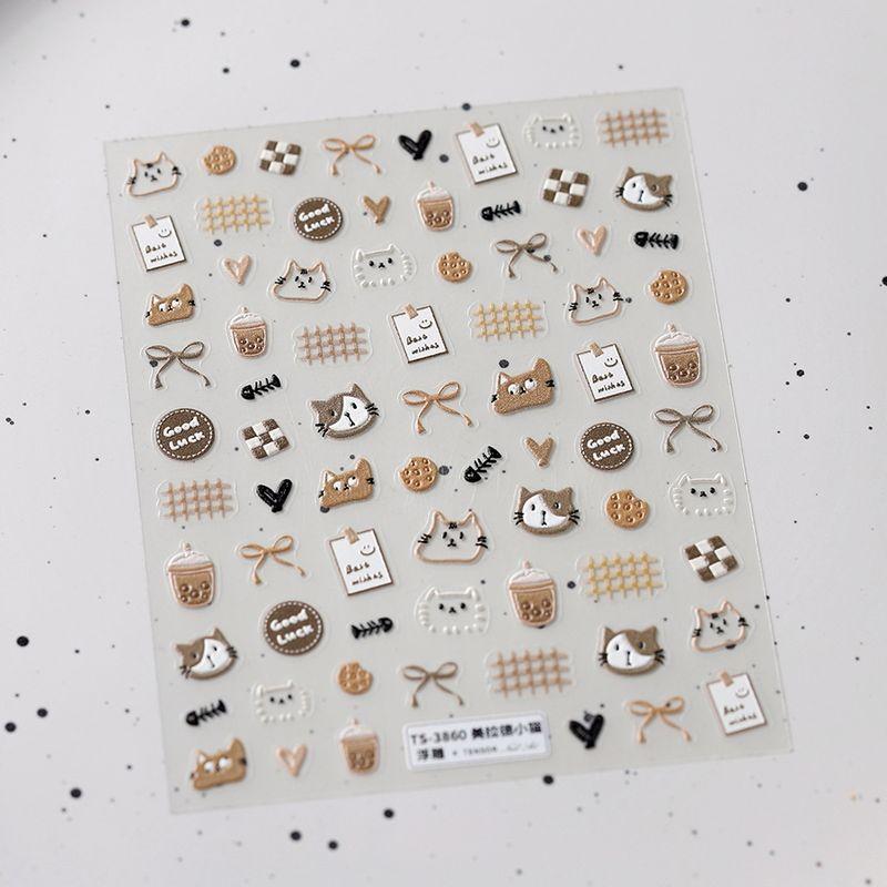 

Qiji Maillard Kitten Three-Dimensional Relief Nail Stickers Waterproof Nail Sticker Decorative Decals Ornament 3860 TS-3860 (stereo)
