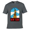 Statue Of Liberty New York Clouds Skyline Art Loose Vintage Distressed Washed Casual Tee