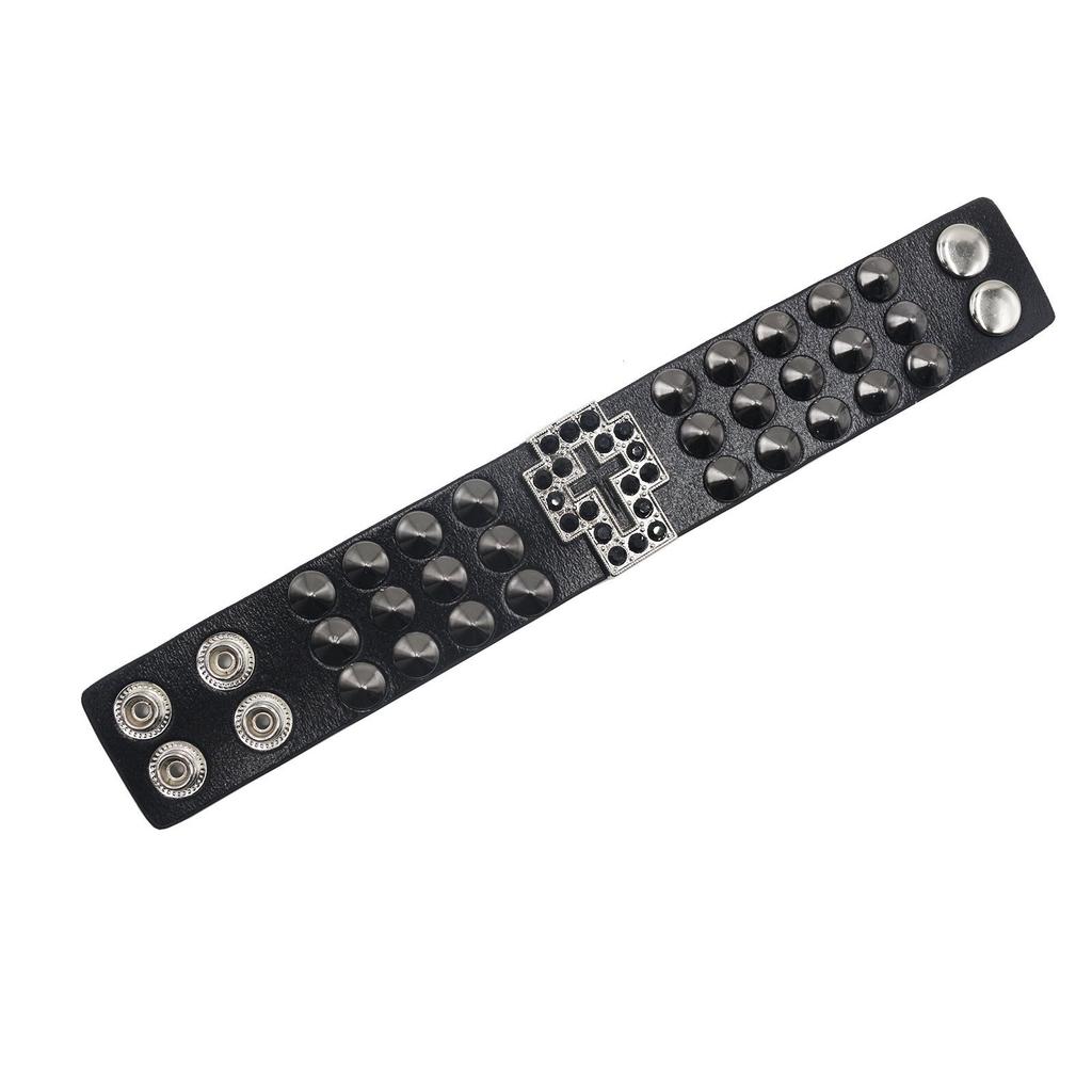 European & American Cross-Border Fashion Retro Leather Studded Punk Bracelet - Street Dance & Hip-Hop Accessory
