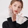 White Tull Elastic Short Fake Flared Sleeves Double Layer Ruffle Lace Detachable Cuffs Sweater Decorative Accessories