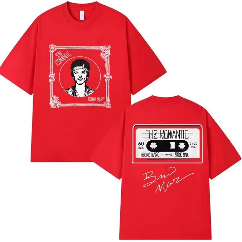 Bruno Mars The Romantic Tour 2026 Maglietta Uomo Moda Casual Cotone Manica Corta Magliette Uomo Vintage Hip Hop Abbigliamento Maglietta