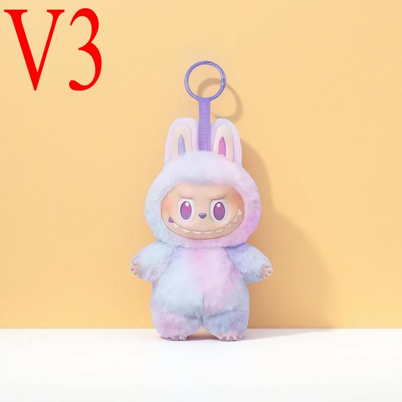 1Pc Cute Labubu Plush Doll Keychain Key Rings The Monsters Box Toy New Vinyl Doll Kawaii Backpack Pendant Decoration Case Gifts V3