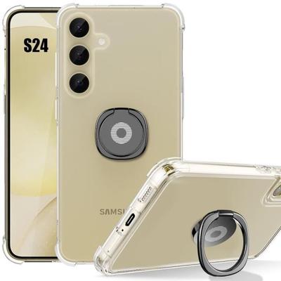 Protective Case - BOOLING - for Samsung Galaxy S24 - Shockproof Silicone - Transparent - Adjustable Stand