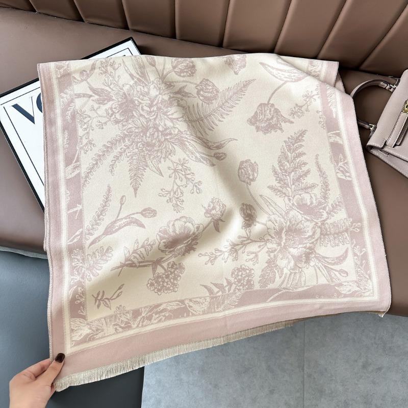 Retro flower imitation cashmere shawl women's autumn and winter travel versatile multi-functional warm scarf double-sided scarf