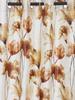 Home Sizzler 2 Pieces Abstract Flower Eyelet Polyester Semi- Transparent Door Curtains, Brown
