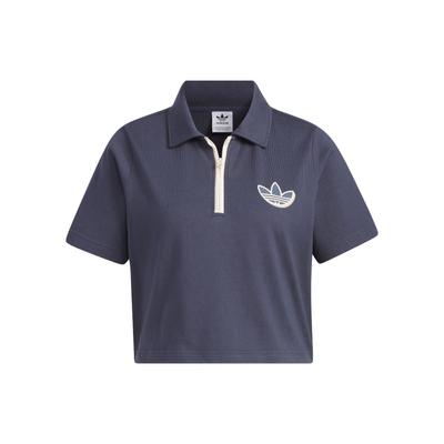Originals Trefoil Sportswear Polo Shirt With Plain Logo Emblem Short Sleeve Women Tops Dark-Teal IN1035