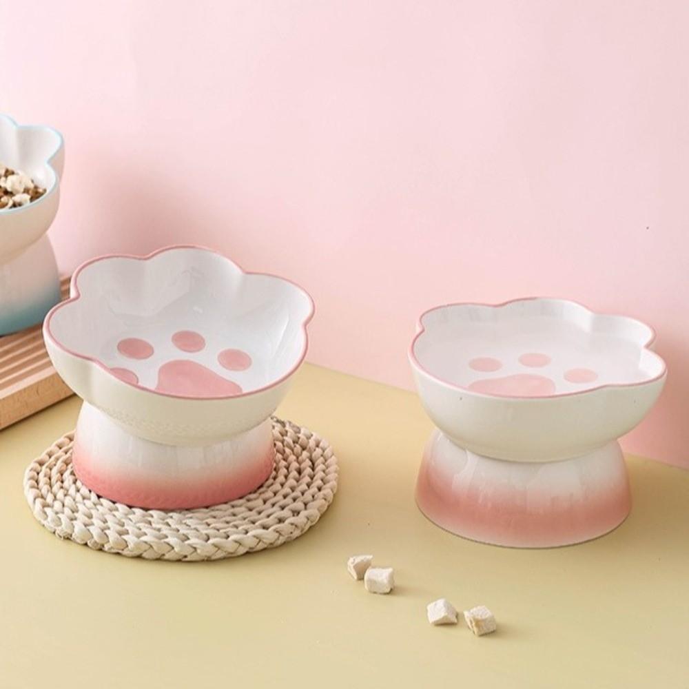Slanted Dog Food Bowl High Foot Pet Drinking Bowl Snack Bowls Ceramic Cat Bowl  For Cats Dogs