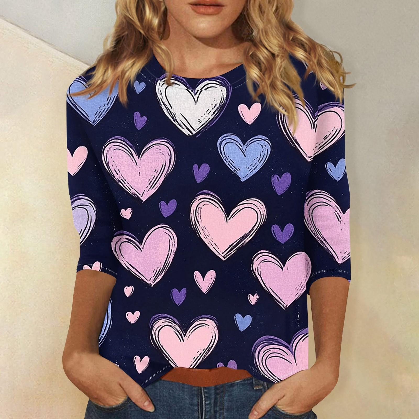 

Женская мода повседневная кофта с рукавом три четверти и принтом ко Дню святого Валентина с круглым вырезом на пуговицах XL белый