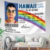 Funny Hawaii Driver License Tapestry Flat Print Rainbow Id Card Wall Hanging For College Dorm Room Decor Meme Humor Poster